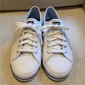 Keds Kickstart Lace-Up White Canvas Sneakers